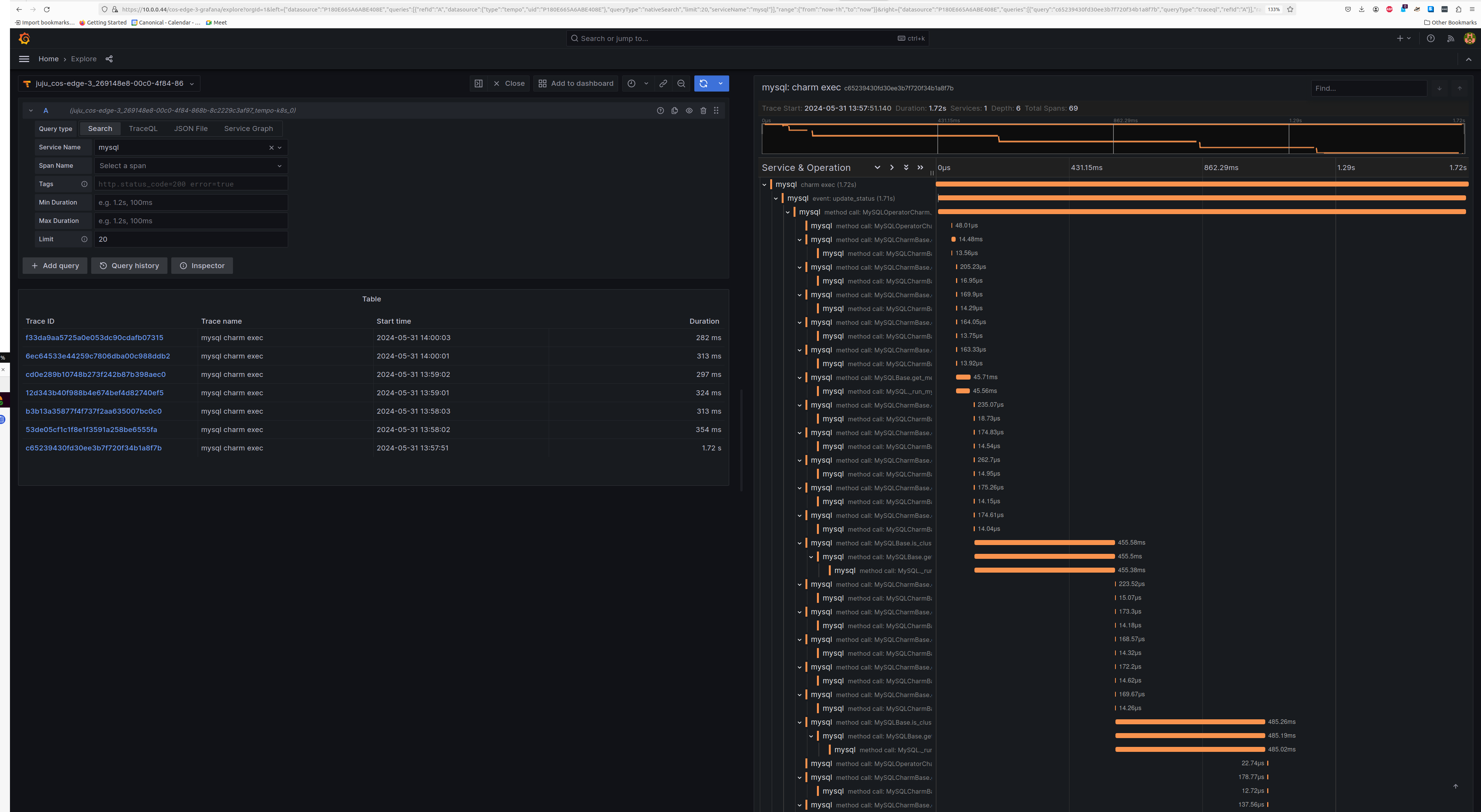 MySQL trace with Grafana Tempo